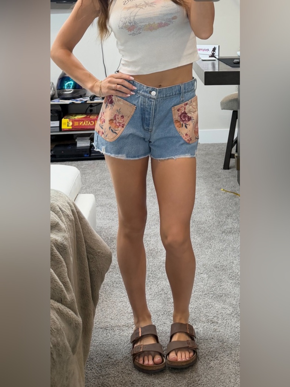 Anthropologie NWTO jean shorts with floral pockets